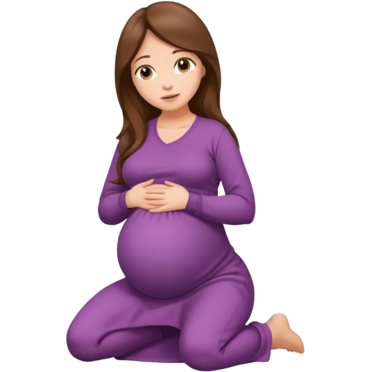 Pregnant long brown hair kneeling emoji