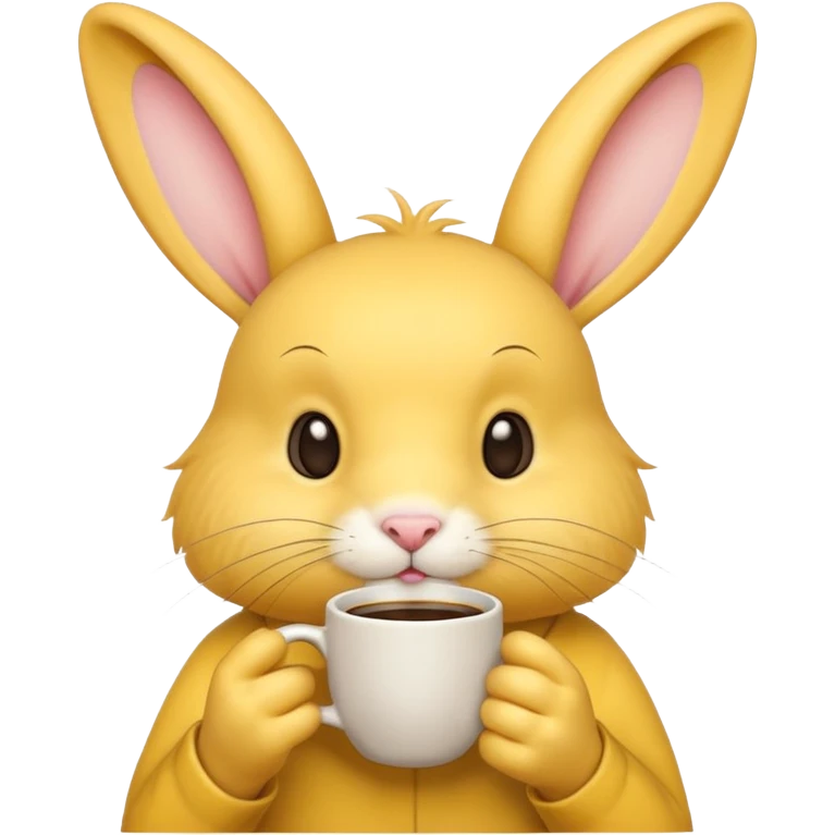 yellow rabbit with coffee emoji