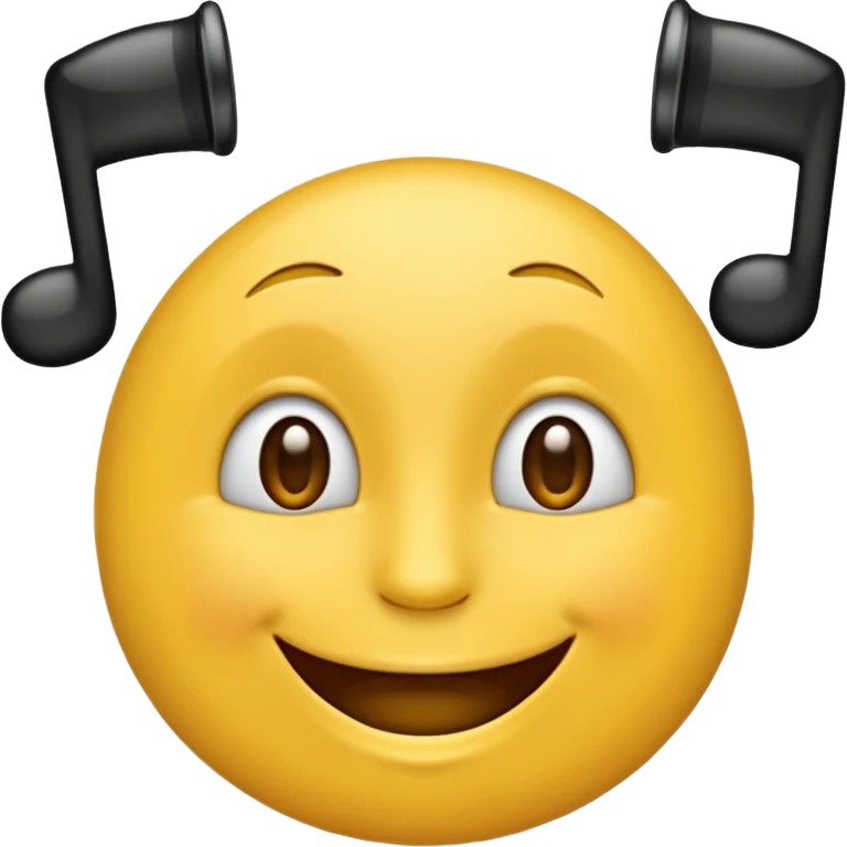 un emoji qui écoute de la musique  avec un léger sourire emoji