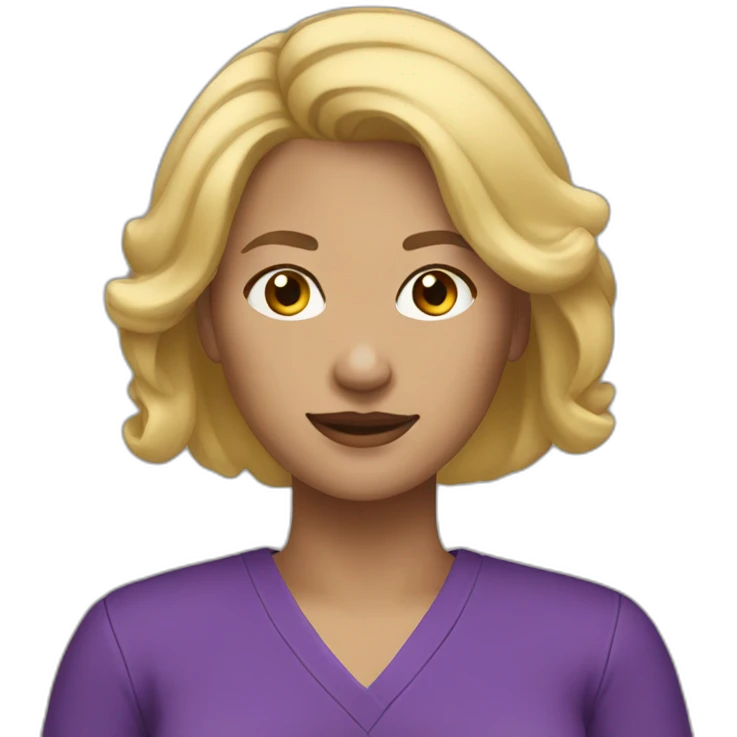 Woman blond hair purple jumpsuit emoji