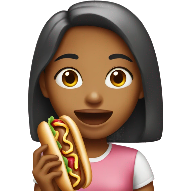 Girl eating hotdog  emoji