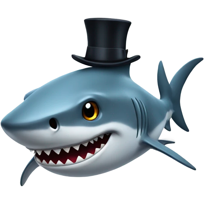 Shark with a top hat emoji