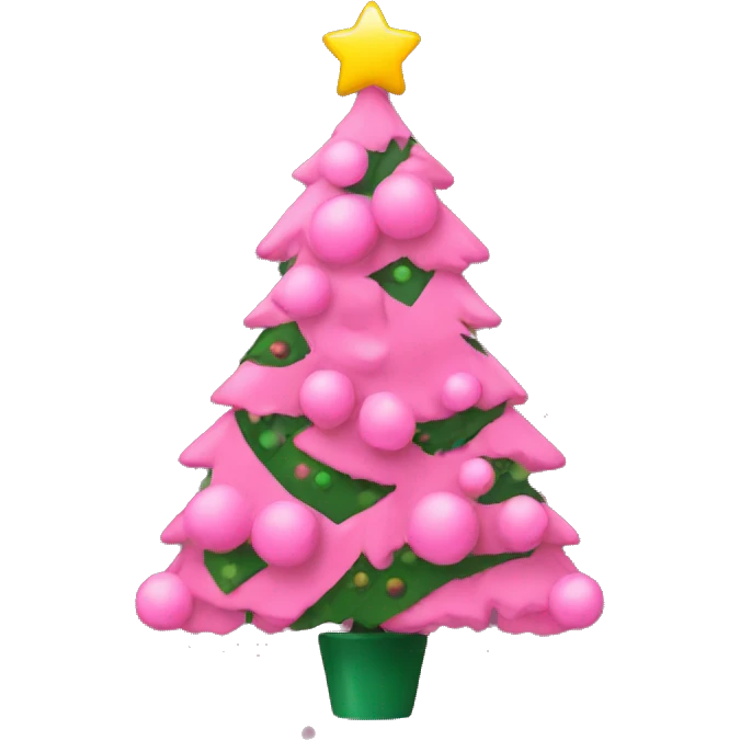 christmas tree with pink decorations emoji