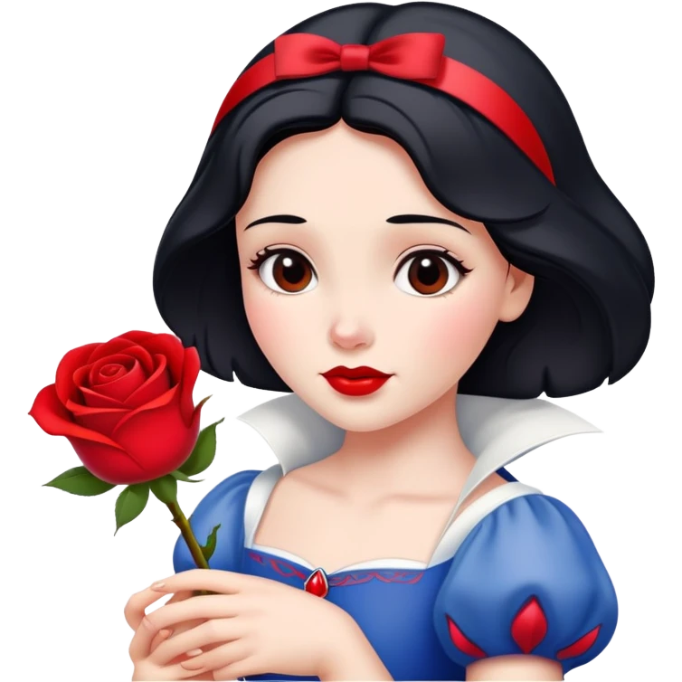 Snow White princess holding a red rose emoji
