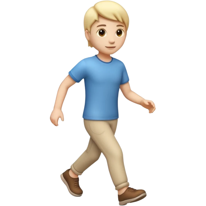 3D  emoji style person walking, clear stride, centered, soft shadow, white background. emoji