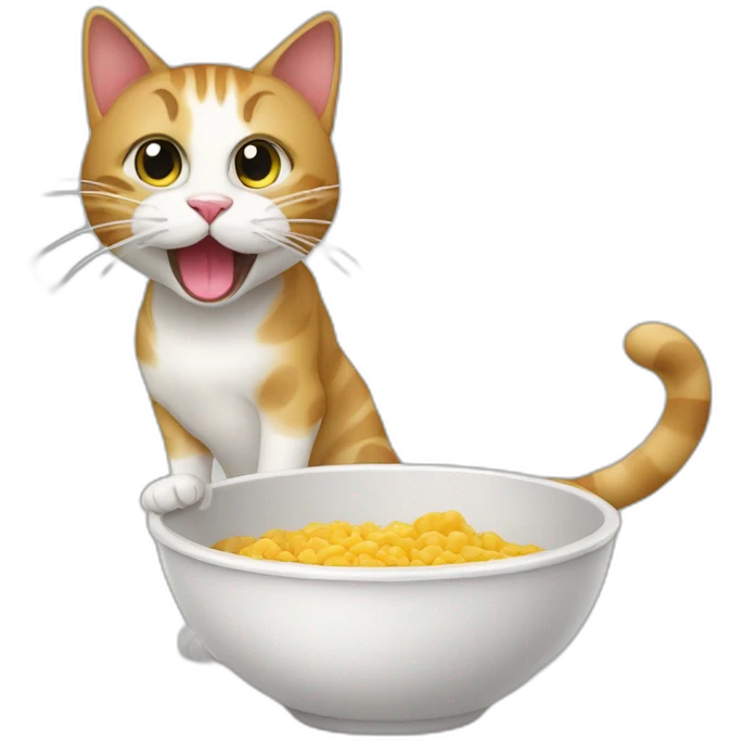 Cat licking bowls emoji