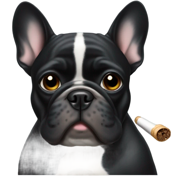 a black french bulldog smoking weed emoji