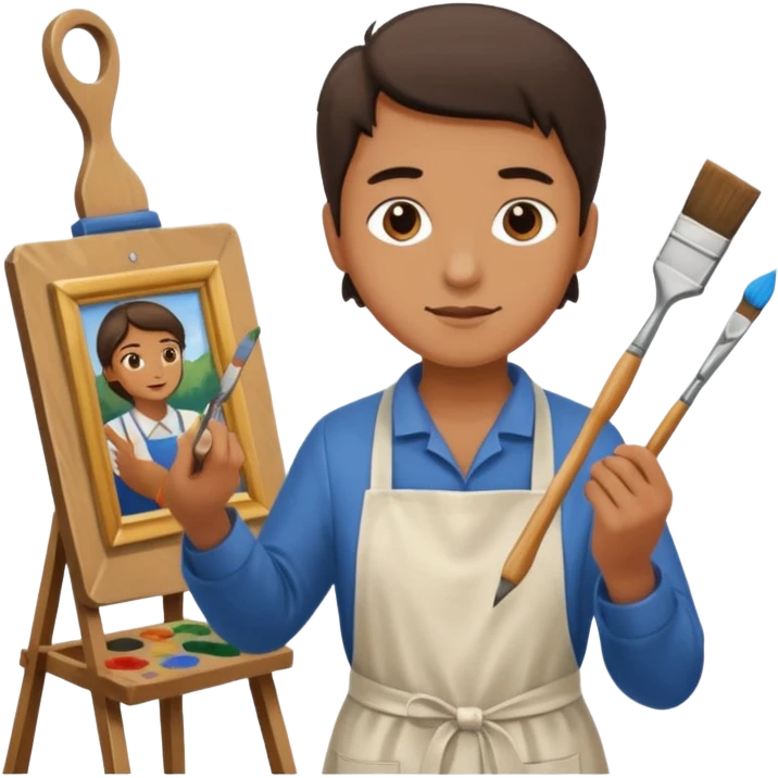 person restoring old painting. emoji