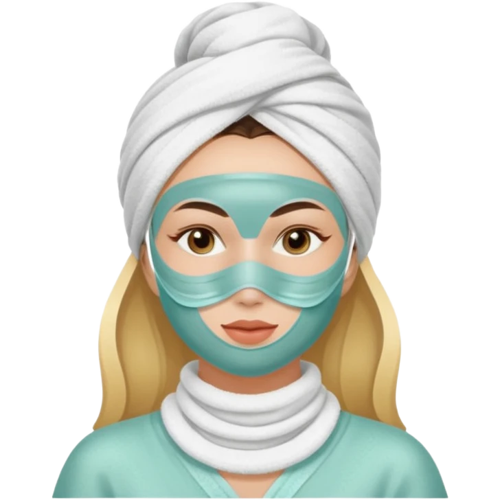 Lady with face mask spa beauty full face relaxing emoji