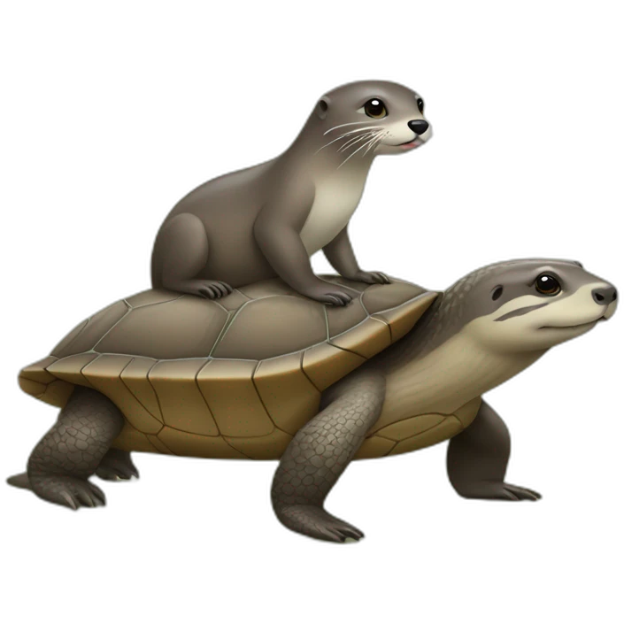 Loutre sur une tortue emoji