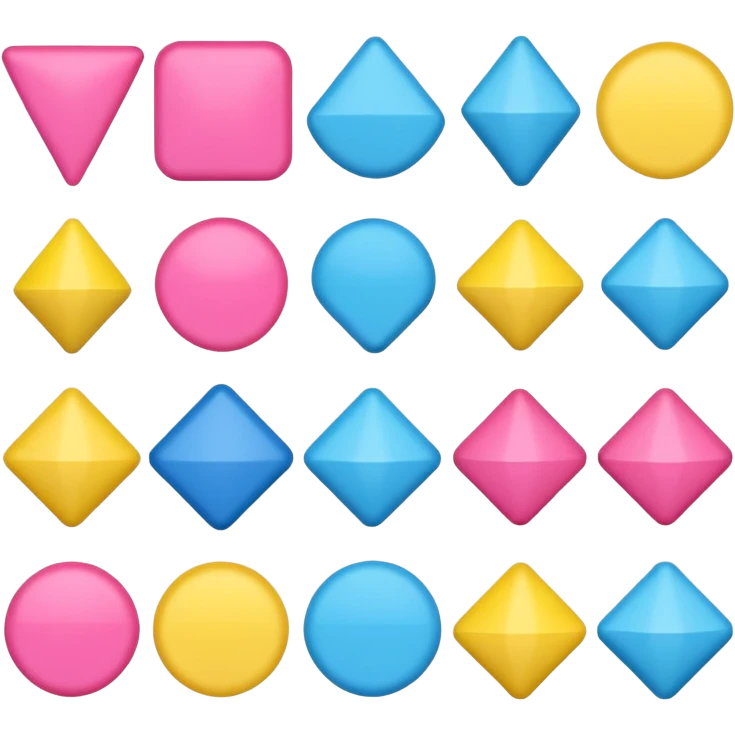 A collection of pink and blue and yellow shapes emoji