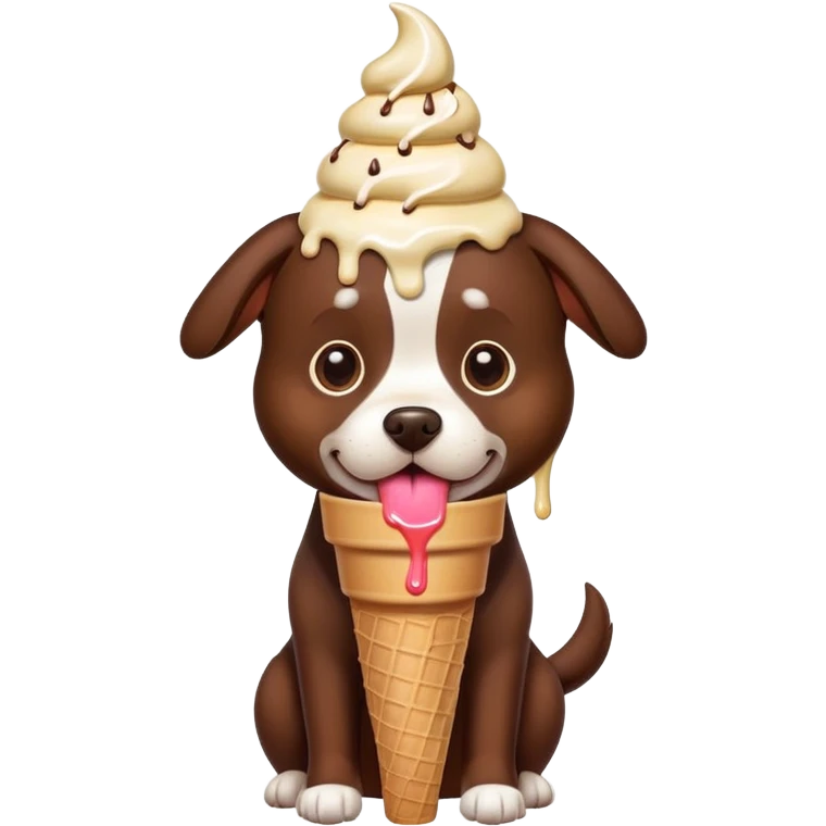 Dog with an ice cream in his head emoji