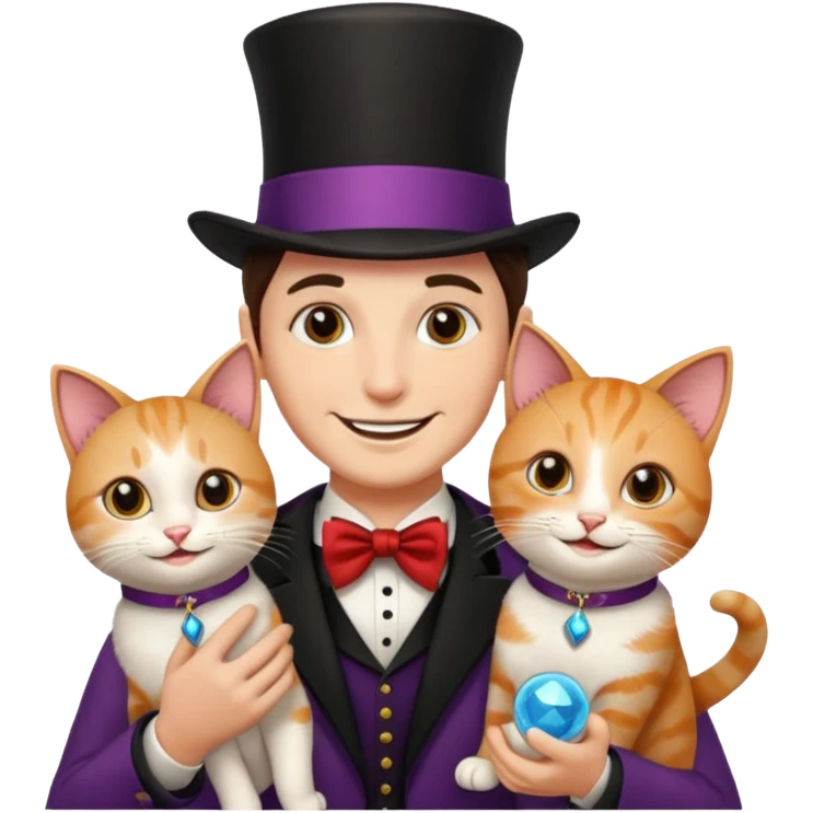 magician couple and their pet cat emoji