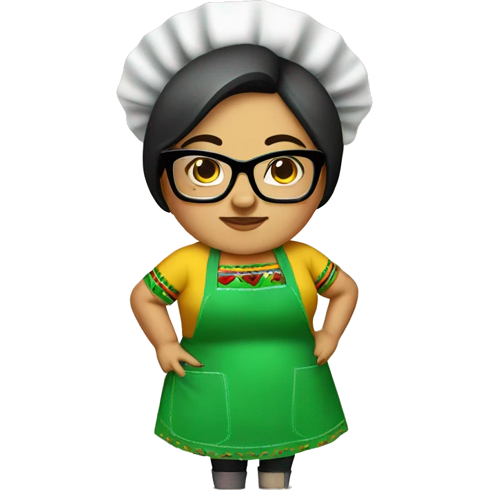 mexican chubby lady green apron  with glasses cooking tacos emoji