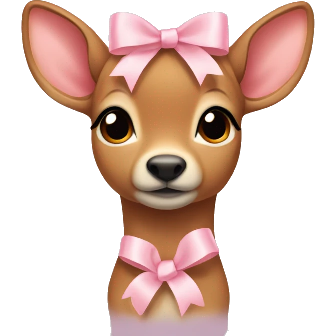light brown fawn with a light pink ribbon on head emoji