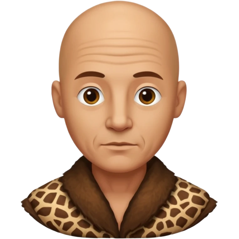 ancient man bold head, animal skin leather emoji