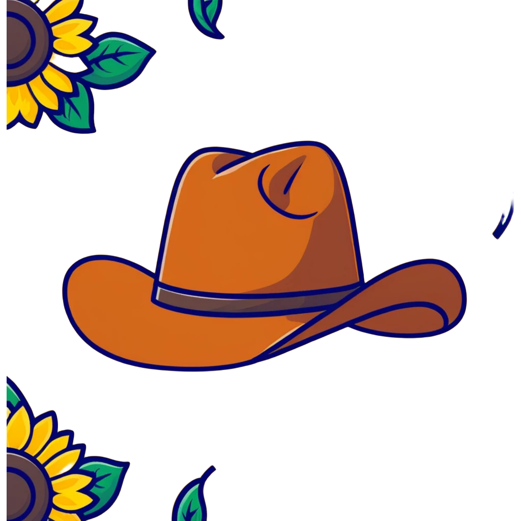 Cowgirl hat with sunflowers, western style hat with yellow flowers emoji