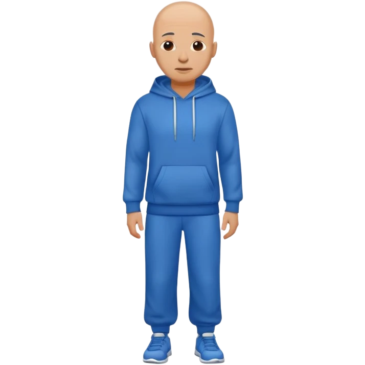 Bald man in a blue sweatpants outfit emoji