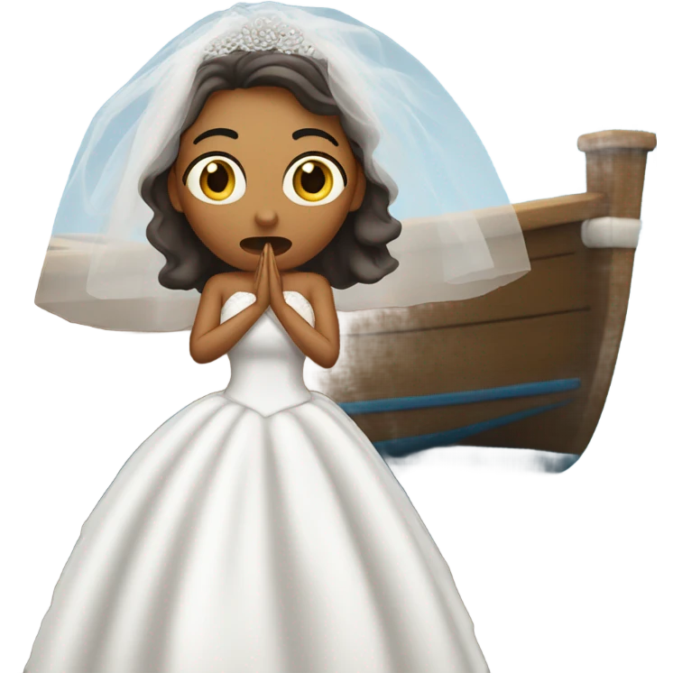 Shocked bride on a boat emoji