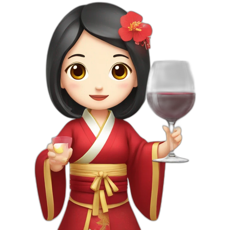 cute mazu girl hokkien taiwan red wine emoji