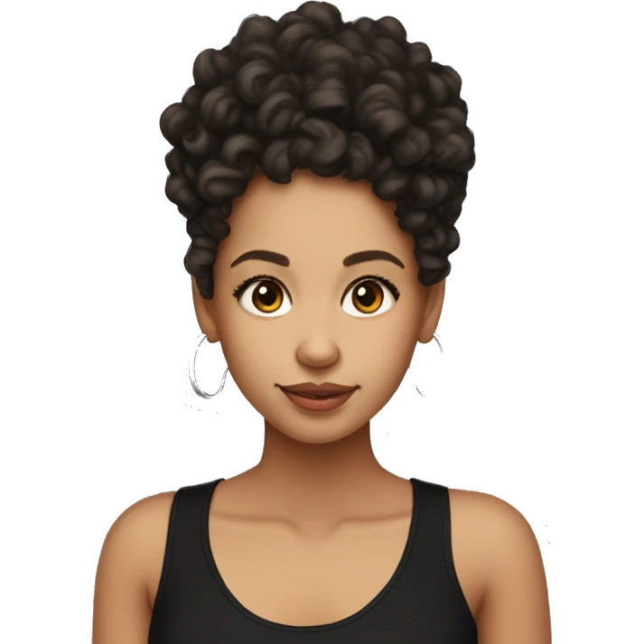 Pretty lightskin girl , with pencil curls, and black tank top emoji