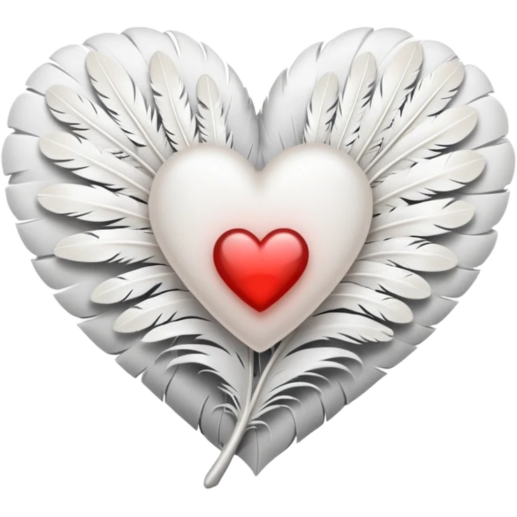 white heart with a feather texture emoji