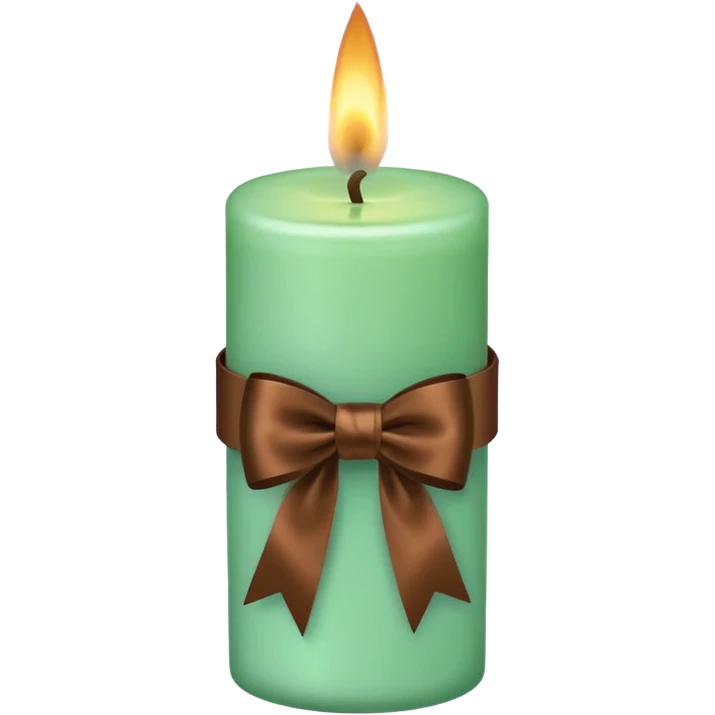 mint candle, with brown bow emoji