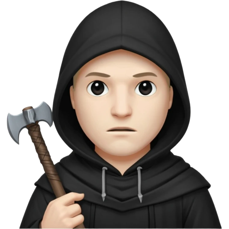 an executioner with a black hood and an axe in his hand emoji