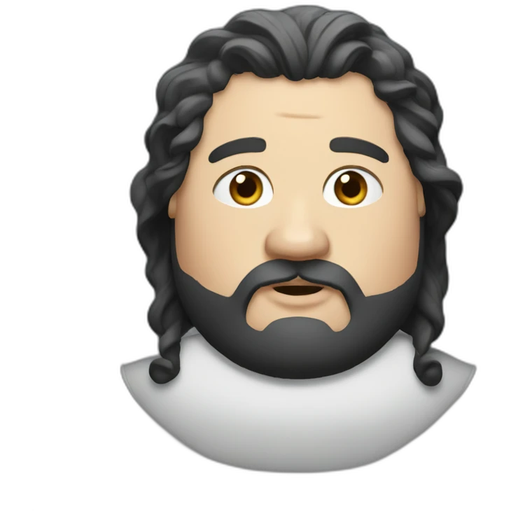 fat white man with wavy long black hair and a beard emoji