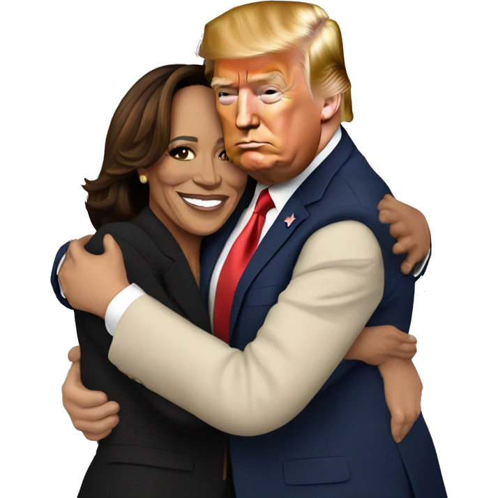 Donald trump hugging  Kamala Harris emoji
