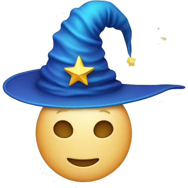 blue wizard hat with star and moon emoji