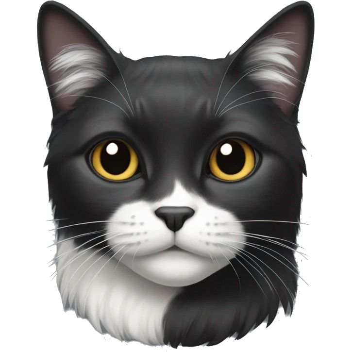 black long hair cat with black and white muzzle emoji