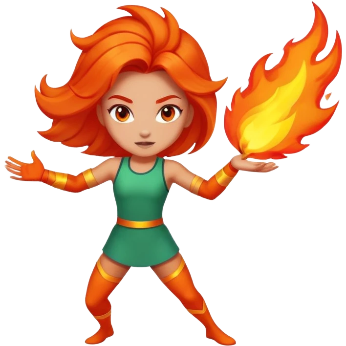 Girl Confident, energetic, competitive, bold. Think fiery colors, dynamic pose. emoji