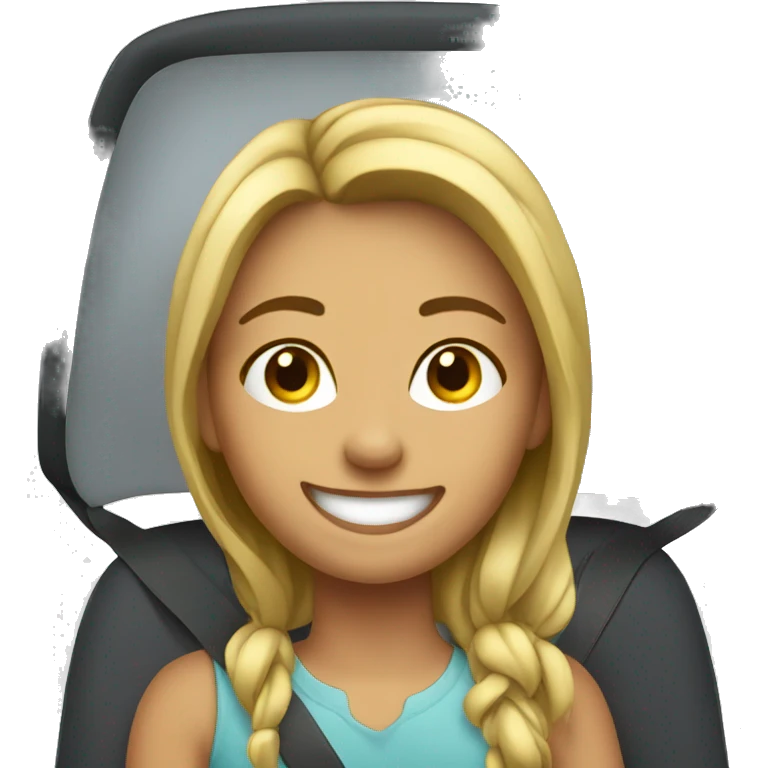 smiling girl in car interior emoji