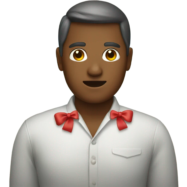 A person on a beach wearing a bow emoji