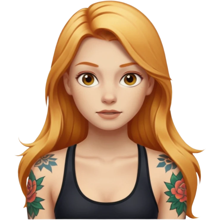girl with long blonde hair and tattoos and an athletic ginger girl emoji