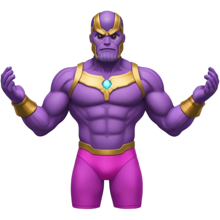 Thanos from Marvel in a bright pink swimsuit emoji