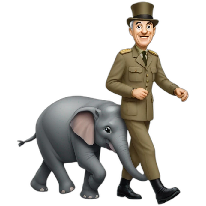 Louis de Funès qui marche sur un éléphant emoji