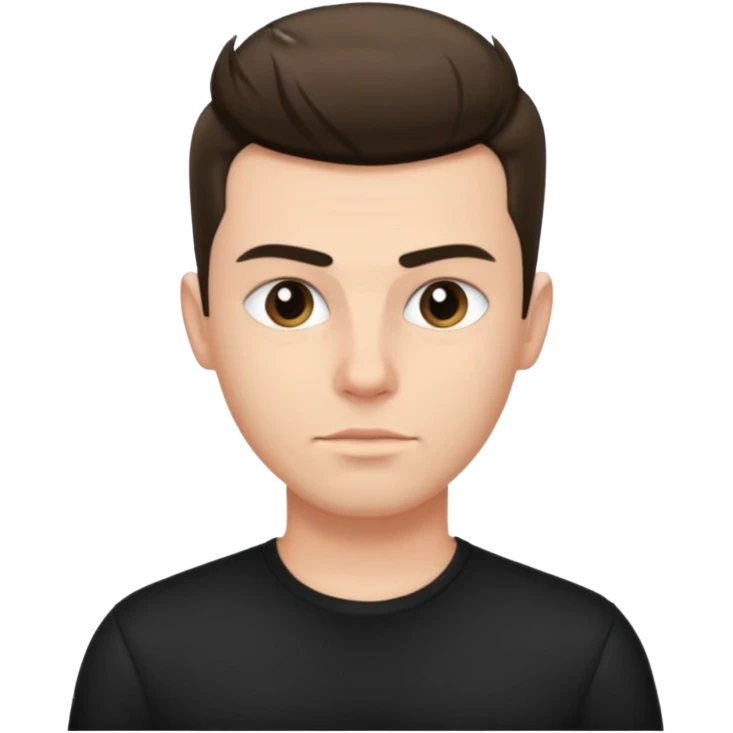 a guy with pompador haircut, clean look wearing black shirt emoji