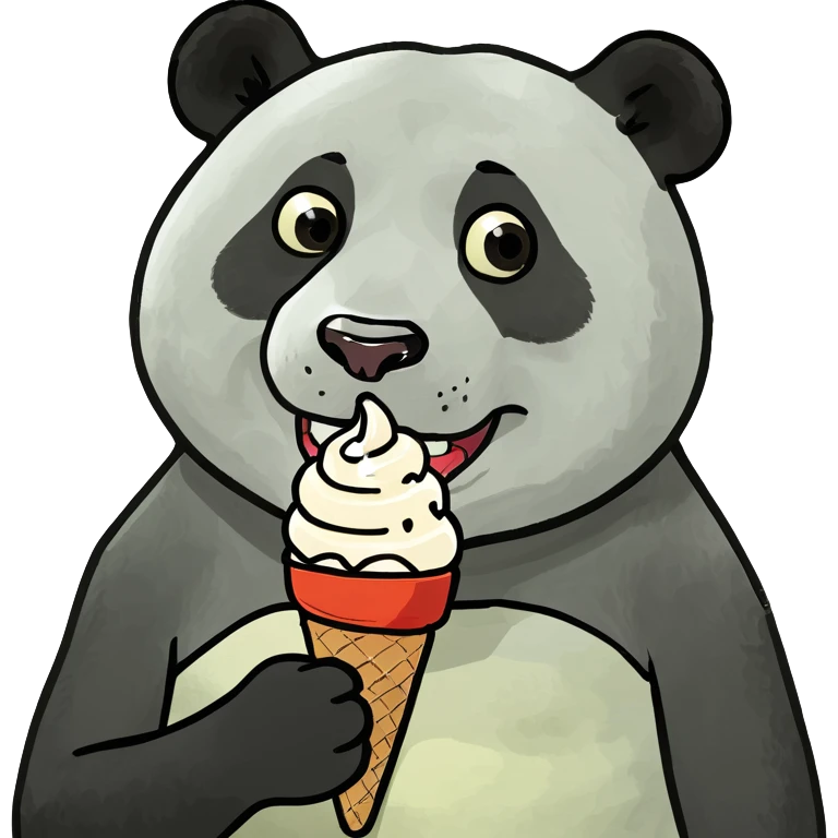 Panda eating ice cream emoji