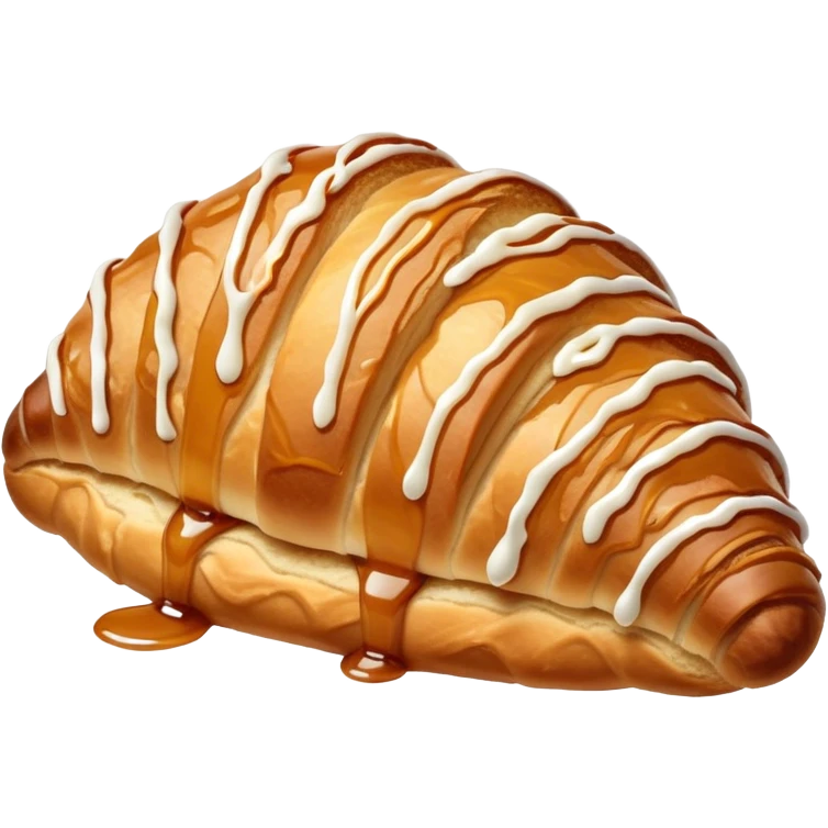Almond croissant with a caramel syrup on it emoji