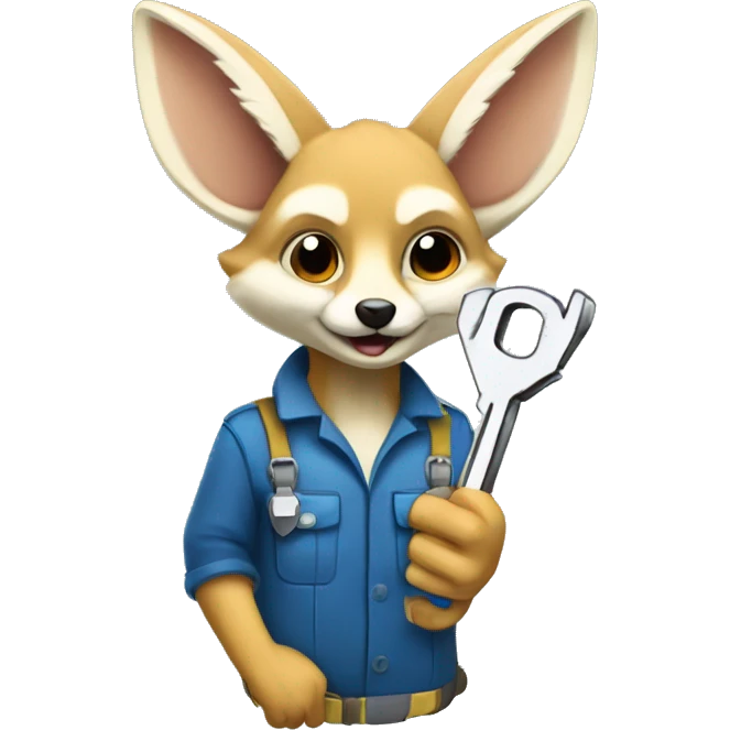 an electrician fennec holding a key with his right hand on the back emoji