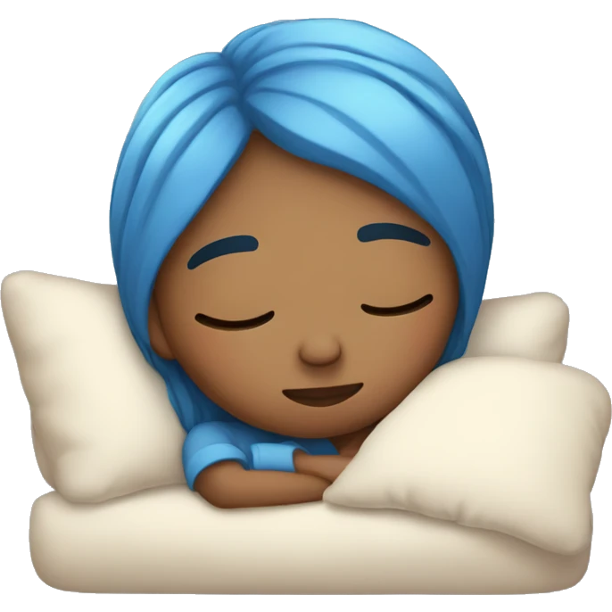 while girl with blue hair sleeping cozy emoji