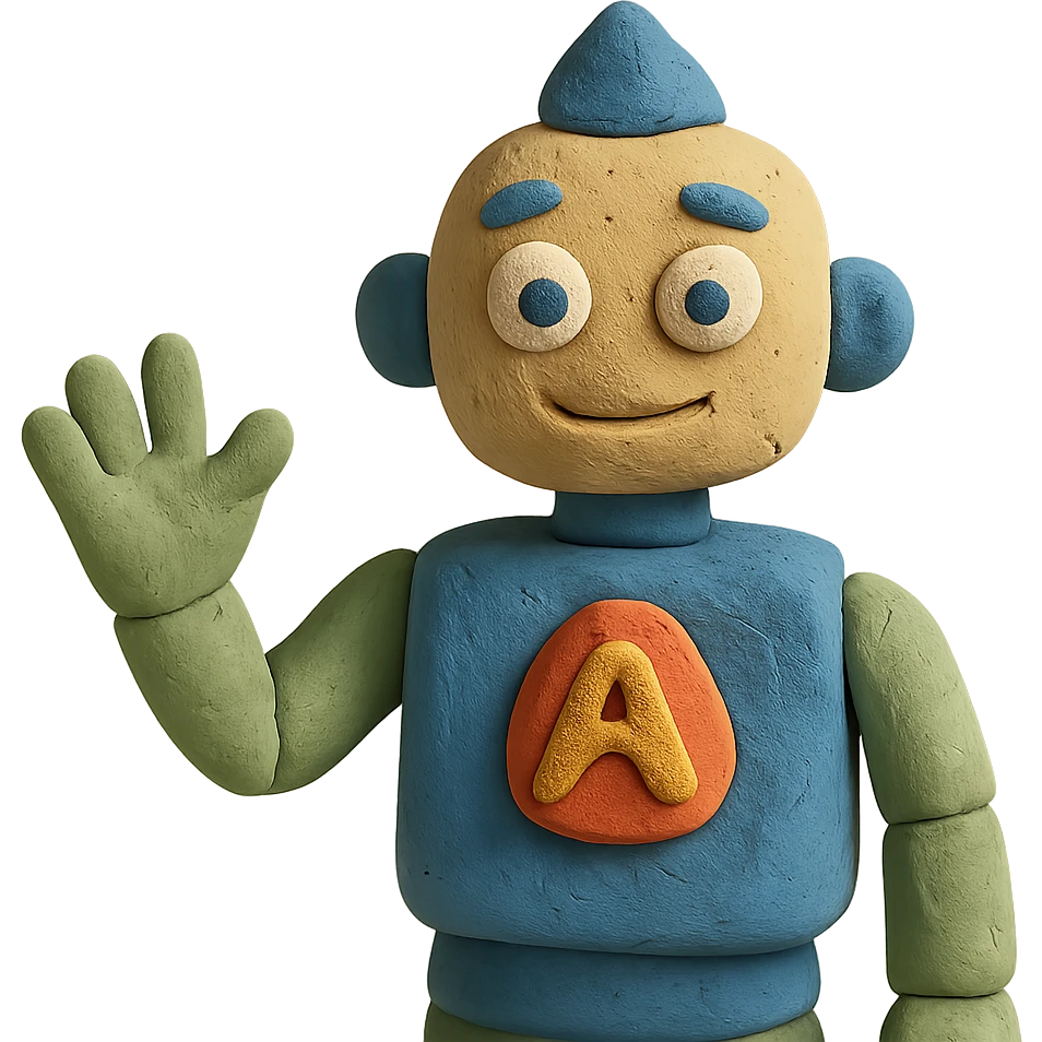 claymation style AI agent with plasticine look and visible fingerprints emoji