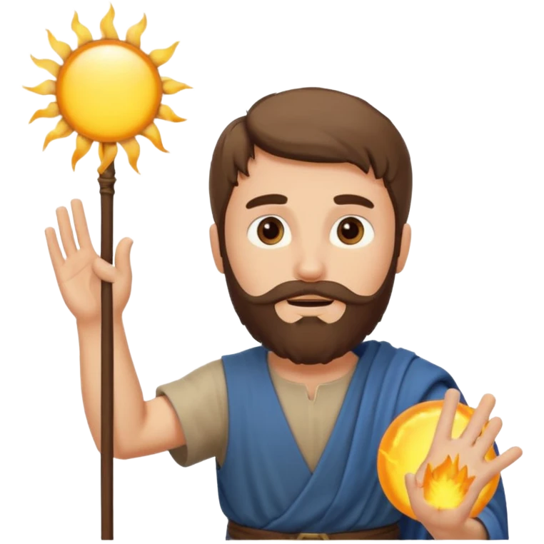 joshua bible chracter bearded man raising his hand stopping the sun emoji