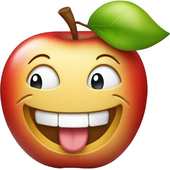 smiling emoji with apple in mouse emoji
