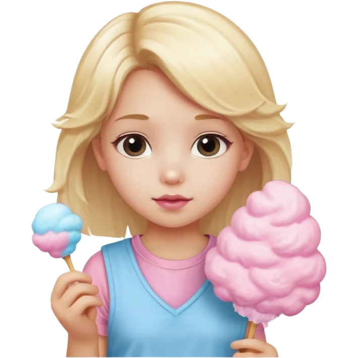 cotton candy holding blonde girl kid emoji