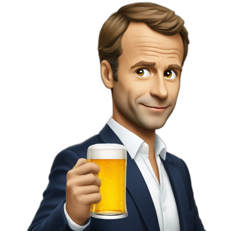 Emanuel Macron qui bois une bière 🍺 emoji