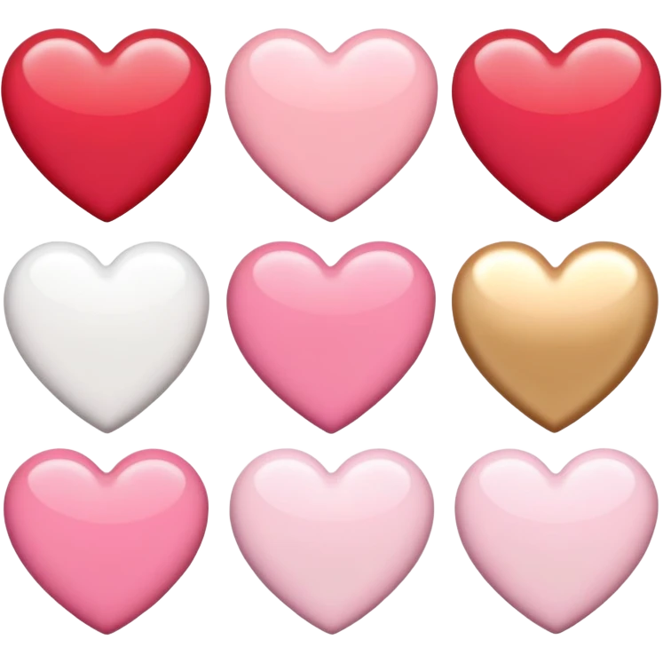 Romantic pastel red and pink and white and gold hearts emoji