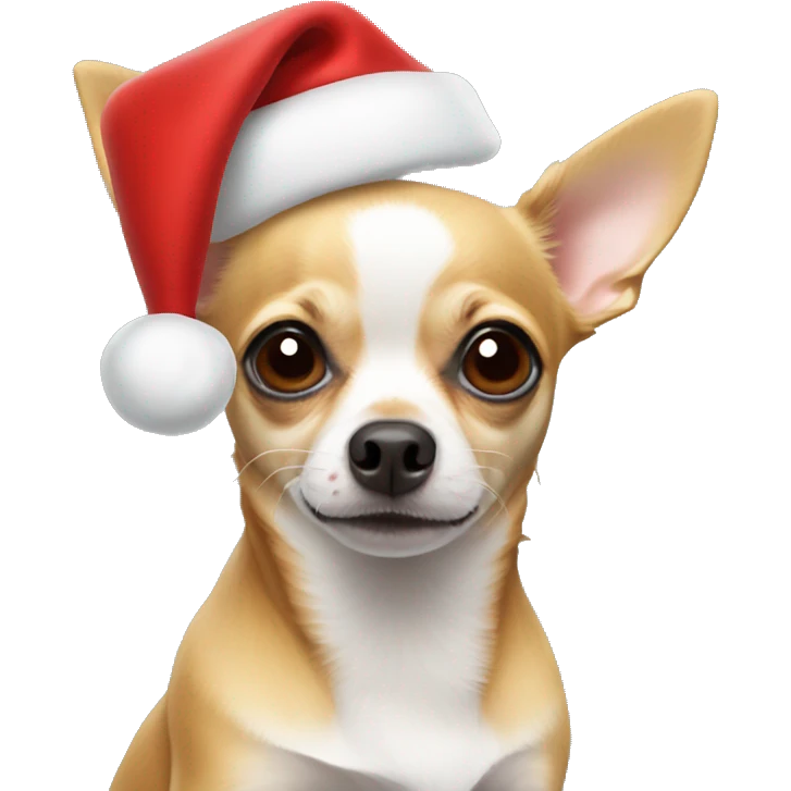 Chihuahua wearing santa hat emoji